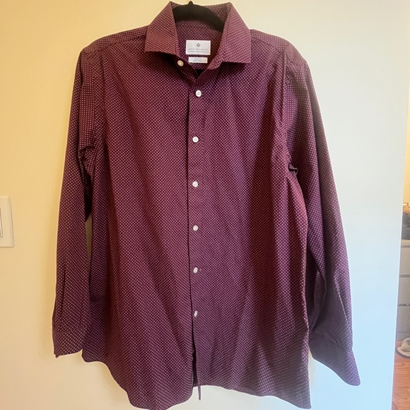 Ryan Seacrest Burgundy Polka Dot Button Down - Picture 2 of 4